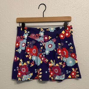 Modcloth Blue Retro Floral Keeping Score Pleated Skort Size Medium NEW